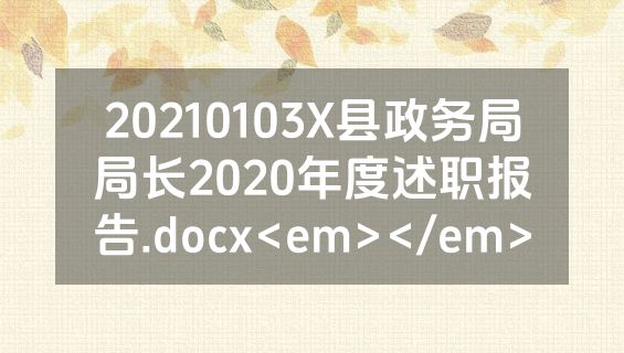 20210103X县政务局局长2020年度述职报告.docx<em></em>