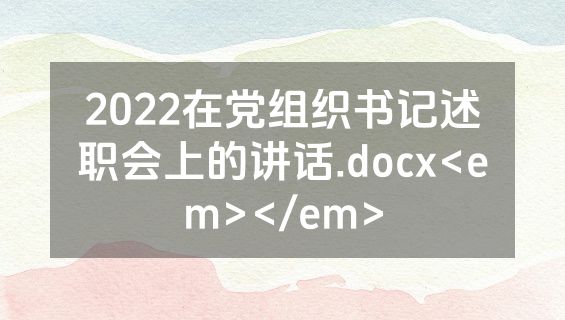 2022在党组织书记述职会上的讲话.docx<em></em>