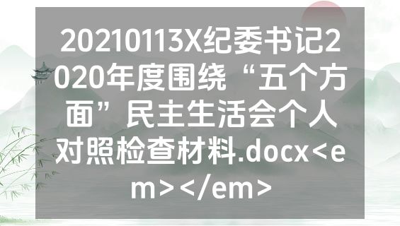 20210113X纪委书记2020年度围绕“五个方面”民主生活会个人对照检查材料.docx<em></em>