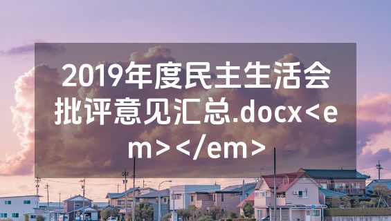 2019年度民主生活会批评意见汇总.docx<em></em>