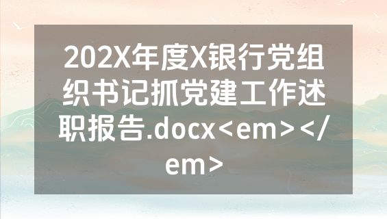 202X年度X银行党组织书记抓党建工作述职报告.docx<em></em>