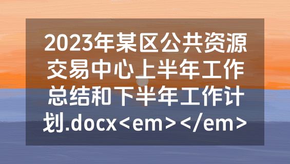 2023年某区公共资源交易中心上半年工作总结和下半年工作计划.docx<em></em>