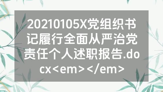 20210105X党组织书记履行全面从严治党责任个人述职报告.docx<em></em>