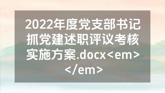 2022年度党支部书记抓党建述职评议考核实施方案.docx<em></em>