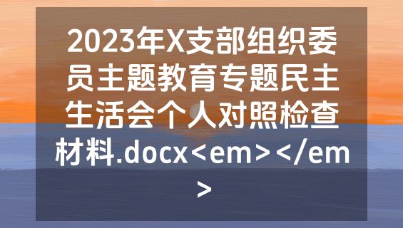 2023年X支部组织委员主题教育专题民主生活会个人对照检查材料.docx<em></em>