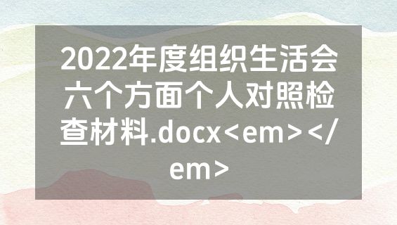 2022年度组织生活会六个方面个人对照检查材料.docx<em></em>