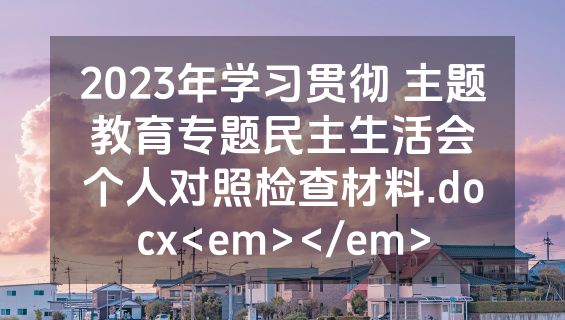 2023年学习贯彻 主题教育专题民主生活会个人对照检查材料.docx<em></em>