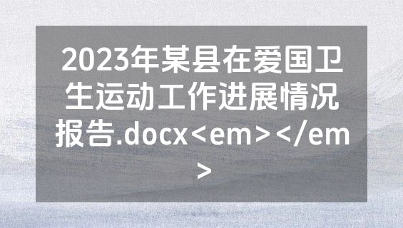 2023年某县在爱国卫生运动工作进展情况报告.docx<em></em>