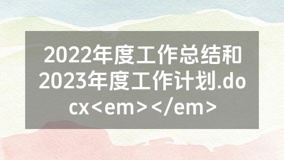 2022年度工作总结和2023年度工作计划.docx<em></em>