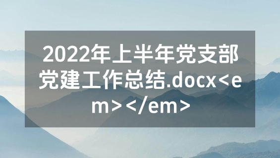 2022年上半年党支部党建工作总结.docx<em></em>