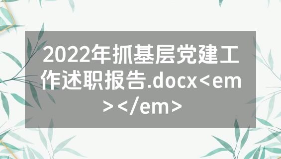 2022年抓基层党建工作述职报告.docx<em></em>
