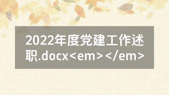 2022年度党建工作述职.docx<em></em>