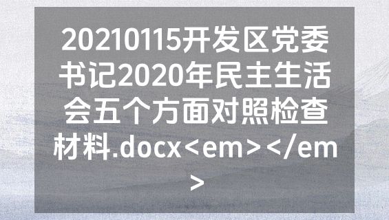 20210115开发区党委书记2020年民主生活会五个方面对照检查材料.docx<em></em>