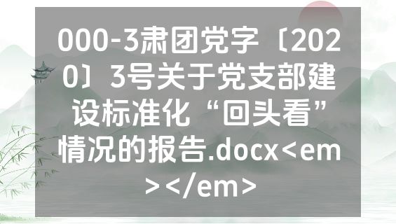000-3肃团党字〔2020〕3号关于党支部建设标准化“回头看”情况的报告.docx<em></em>