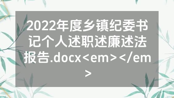 2022年度乡镇纪委书记个人述职述廉述法报告.docx<em></em>