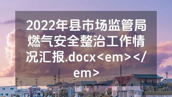 2022年县市场监管局燃气安全整治工作情况汇报.docx<em></em>