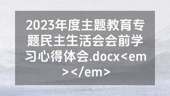 2023年度主题教育专题民主生活会会前学习心得体会.docx<em></em>
