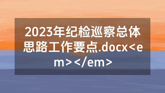 2023年纪检巡察总体思路工作要点.docx<em></em>