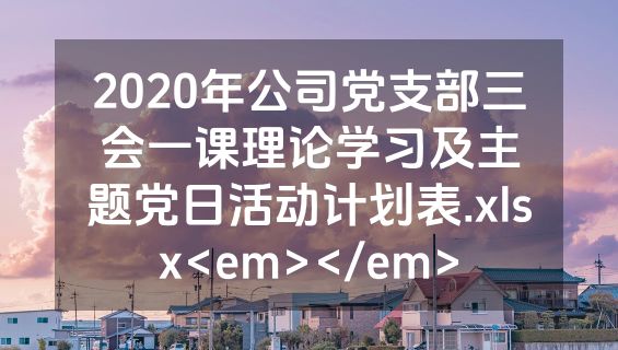 2020年公司党支部三会一课理论学习及主题党日活动计划表.xlsx<em></em>