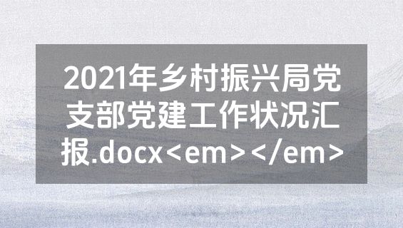 2021年乡村振兴局党支部党建工作状况汇报.docx<em></em>