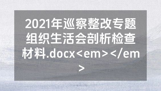 2021年巡察整改专题组织生活会剖析检查材料.docx<em></em>