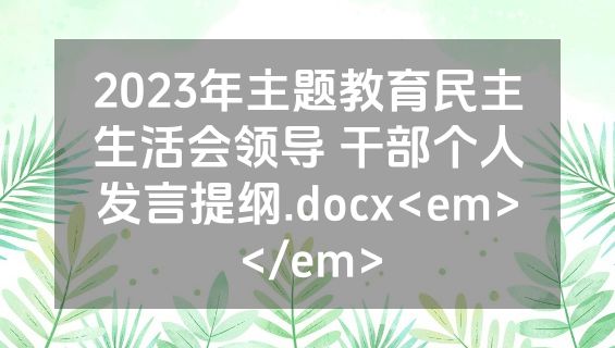 2023年主题教育民主生活会领导 干部个人发言提纲.docx<em></em>