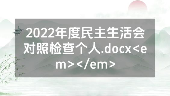 2022年度民主生活会对照检查个人.docx<em></em>