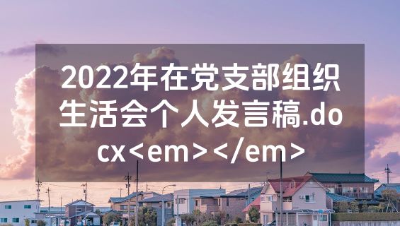 2022年在党支部组织生活会个人发言稿.docx<em></em>