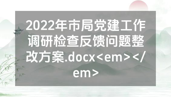 2022年市局党建工作调研检查反馈问题整改方案.docx<em></em>