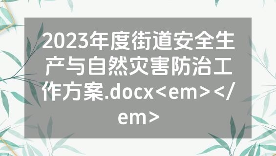 2023年度街道安全生产与自然灾害防治工作方案.docx<em></em>