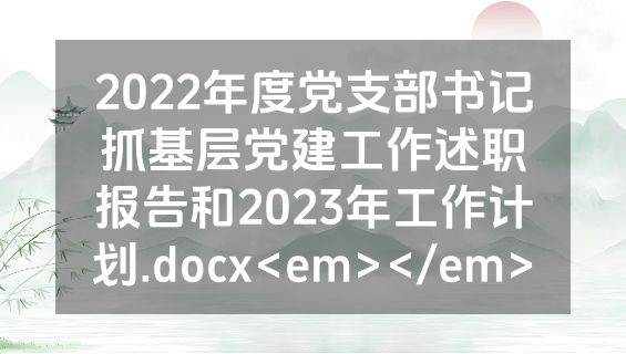 2022年度党支部书记抓基层党建工作述职报告和2023年工作计划.docx<em></em>