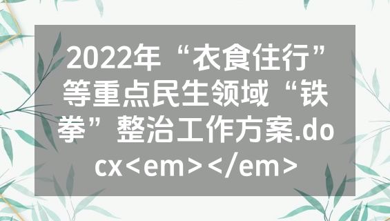 2022年“衣食住行”等重点民生领域“铁拳”整治工作方案.docx<em></em>