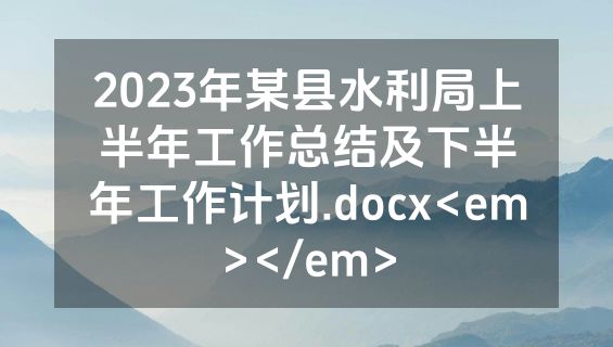 2023年某县水利局上半年工作总结及下半年工作计划.docx<em></em>