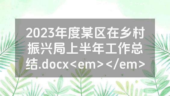 2023年度某区在乡村振兴局上半年工作总结.docx<em></em>