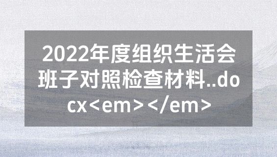 2022年度组织生活会班子对照检查材料..docx<em></em>