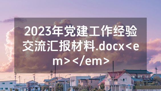 2023年党建工作经验交流汇报材料.docx<em></em>