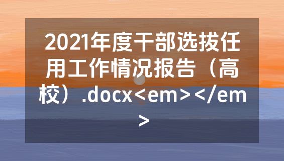 2021年度干部选拔任用工作情况报告（高校）.docx<em></em>
