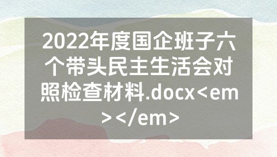 2022年度国企班子六个带头民主生活会对照检查材料.docx<em></em>