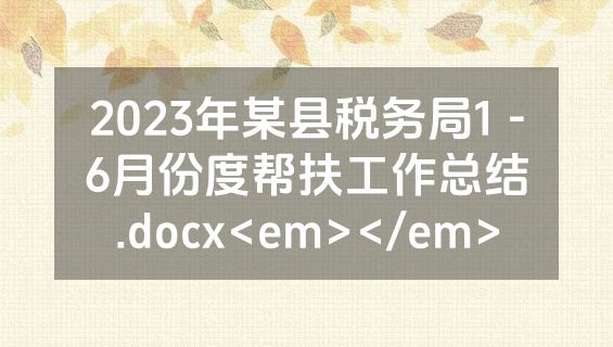 2023年某县税务局1－6月份度帮扶工作总结.docx<em></em>