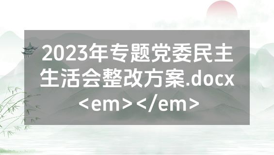 2023年专题党委民主生活会整改方案.docx<em></em>