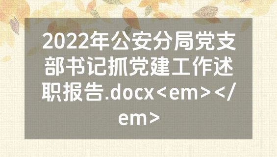 2022年公安分局党支部书记抓党建工作述职报告.docx<em></em>