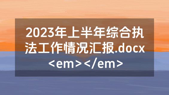 2023年上半年综合执法工作情况汇报.docx<em></em>