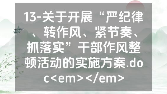 13-关于开展“严纪律、转作风、紧节奏、抓落实”干部作风整顿活动的实施方案.doc<em></em>