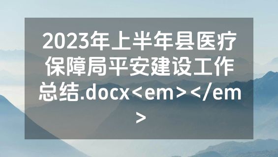 2023年上半年县医疗保障局平安建设工作总结.docx<em></em>