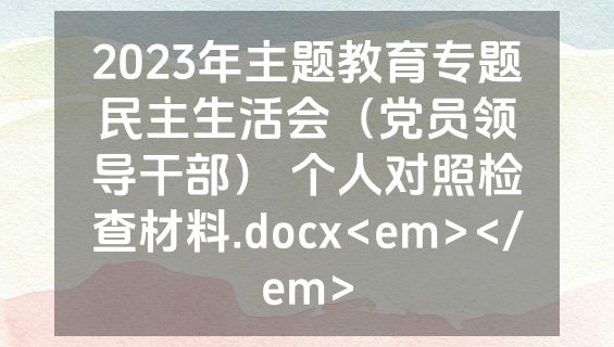 2023年主题教育专题民主生活会（党员领导干部） 个人对照检查材料.docx<em></em>