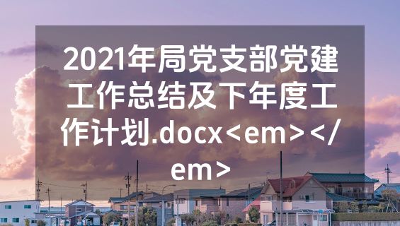 2021年局党支部党建工作总结及下年度工作计划.docx<em></em>