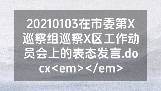 20210103在市委第X巡察组巡察X区工作动员会上的表态发言.docx<em></em>