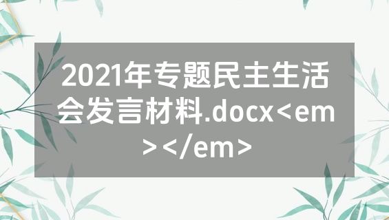 2021年专题民主生活会发言材料.docx<em></em>