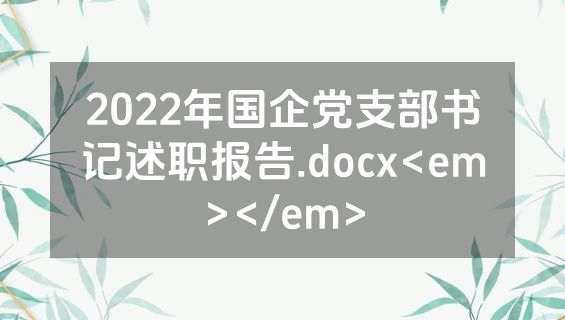 2022年国企党支部书记述职报告.docx<em></em>
