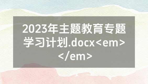 2023年主题教育专题学习计划.docx<em></em>